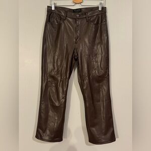 Pre-Owned Banana Republic Dark Brown Leather Cropped Bootcut Pants